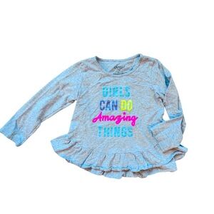 Capelli Girls Long Sleeve Peplum Top inspirational shirt gray– Size 4T